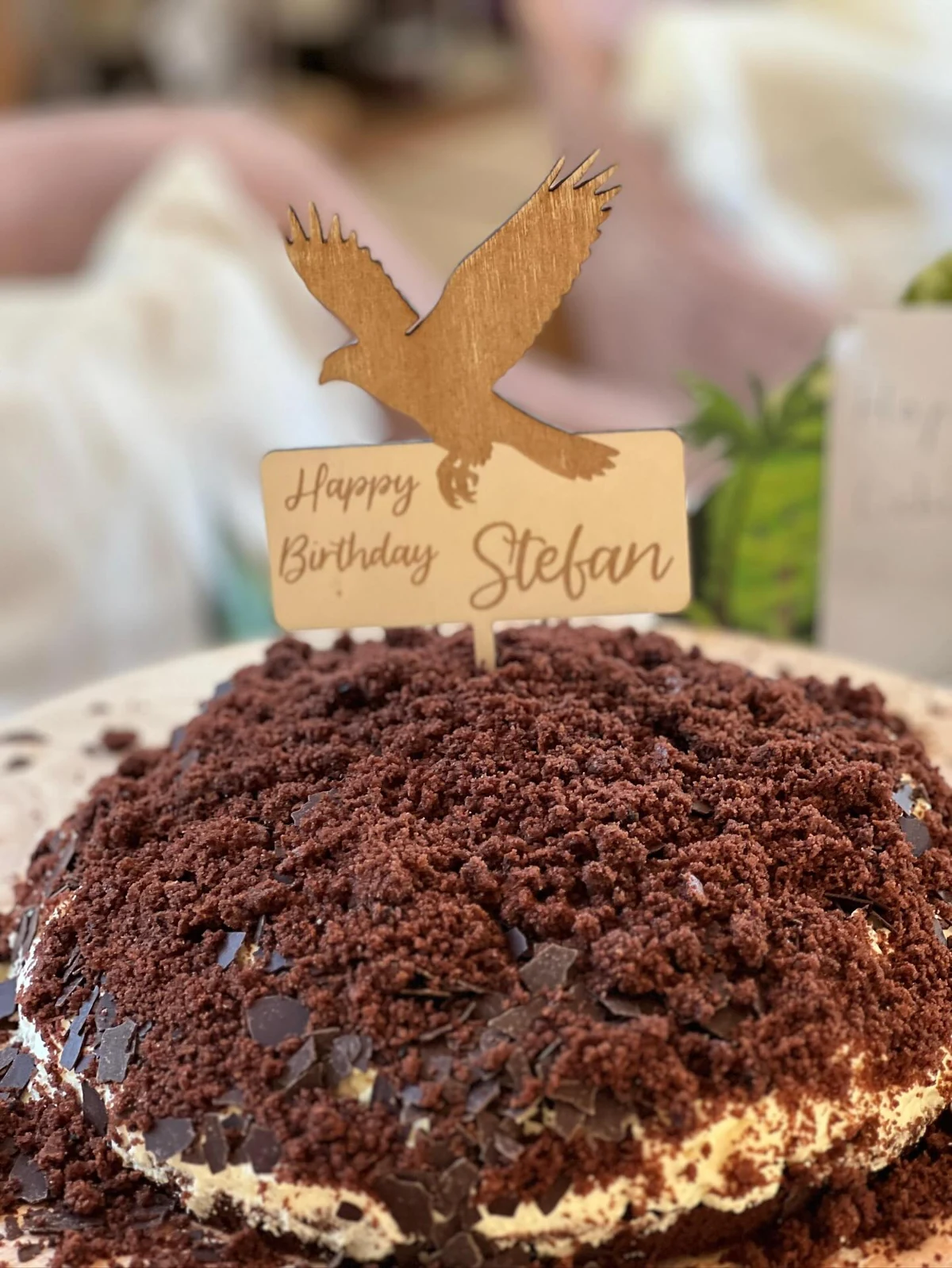 Geburtstagstorte mit Falken-Tortenstecker Happy Birthday Stefan